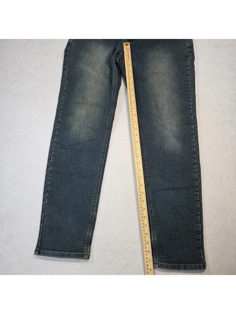 Vintage Genes Black Jeans Mens 34x32 Slim Fit Straight Faded Stretch Gray Denim